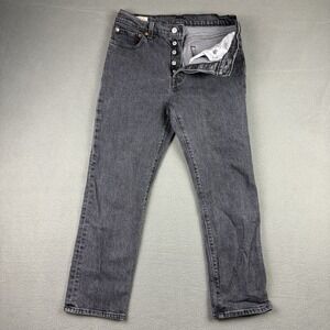 Levis 501 Jeans Womens 28 Black Premium High Rise Button Fly Tapered Denim 28x26